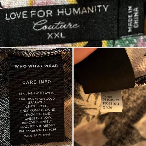 Love for Humanity Black Pink Floral Belted Flare Pinafore Midi Dress Black XXL - Picture 11 of 12